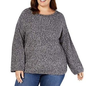 Style & Co 1X Gray White Marled Sweater NWT 1A18